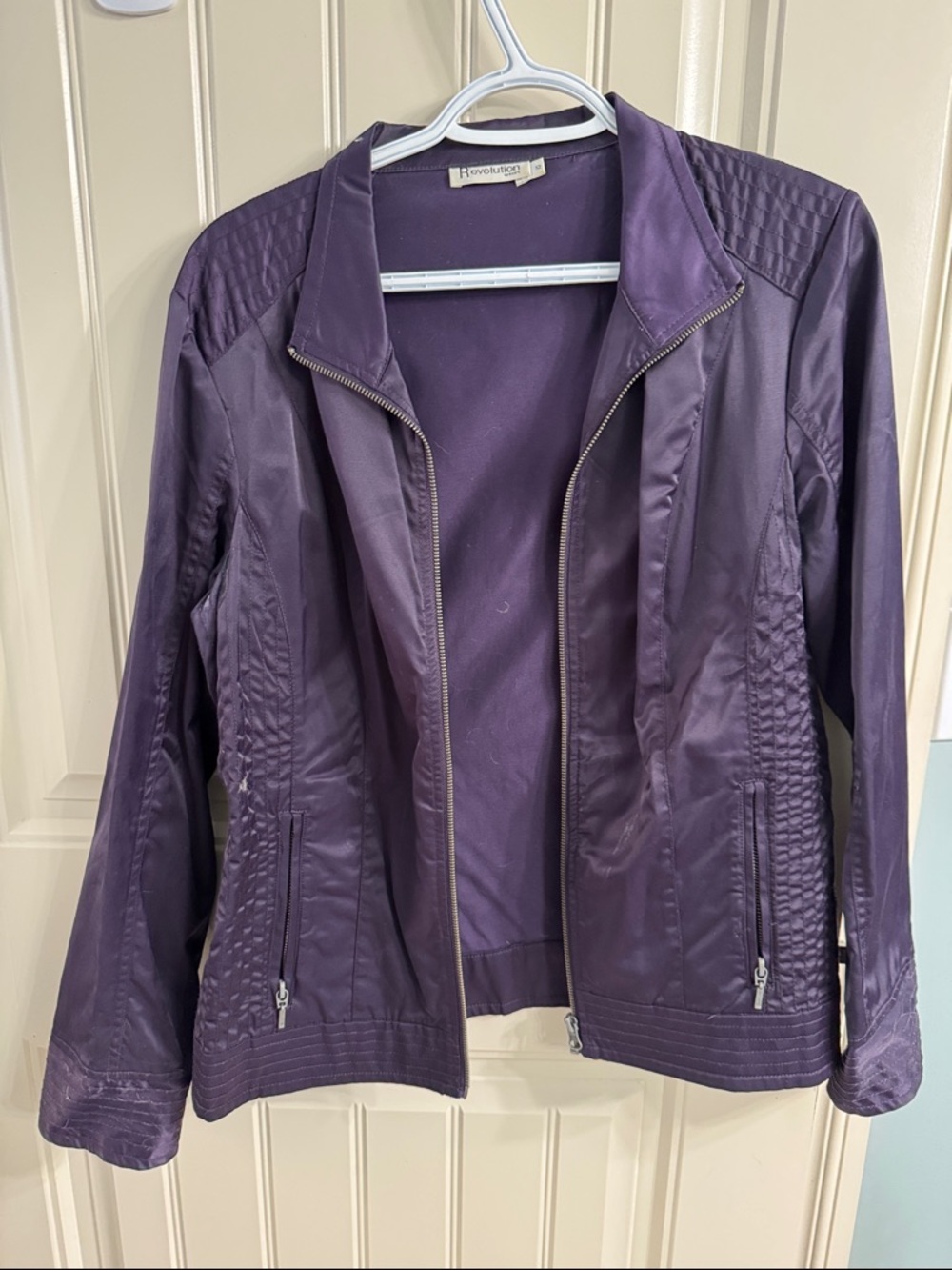 Revolution Purple Quilted-Panel Bomber Jacket